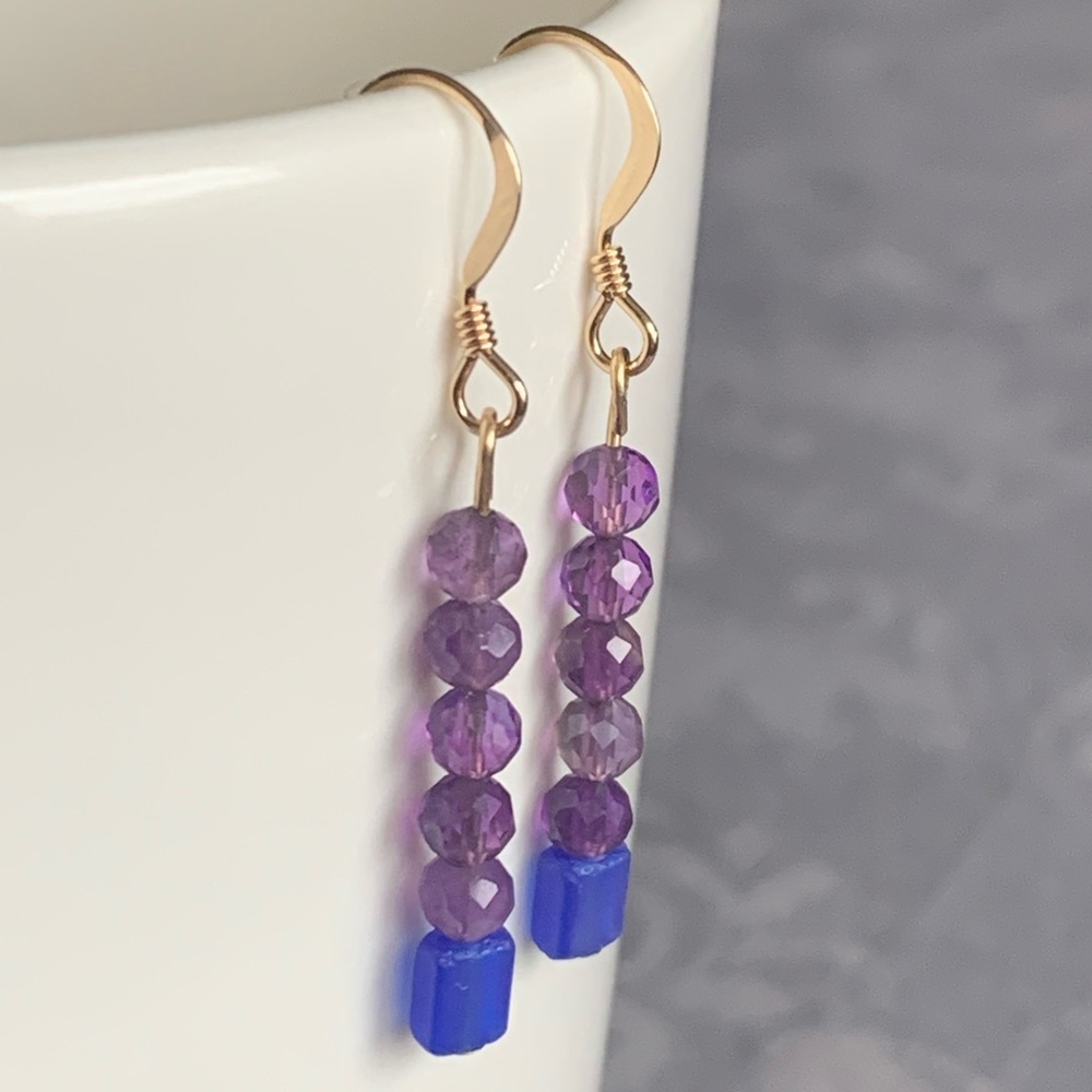 Amethyst Blue glass earrings 🦋